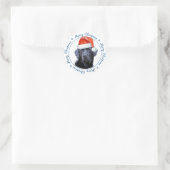 Black Labrador Retriever Merry Christmas Schattige Ronde Sticker (Tas)