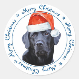 Black Labrador Retriever Merry Christmas Schattige Ronde Sticker