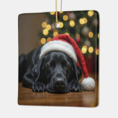 Black Labrador Retriever met Santa Claus Pet Keramisch Ornament (Links)