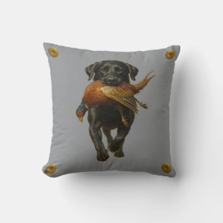Black Labrador Retriever & Pheasant throw cushion Kussen