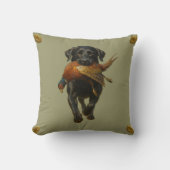 Black Labrador Retriever & Pheasant throw cushion Kussen (Voorkant)