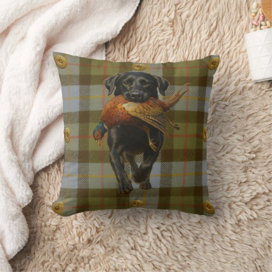 Black Labrador Retriever & Pheasant throw cushion Kussen (Deken)