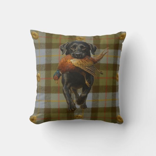 Black Labrador Retriever & Pheasant throw cushion Kussen (Voorkant)