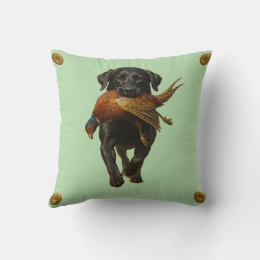 Black Labrador Retriever & Pheasant throw cushion Kussen (Achterkant)
