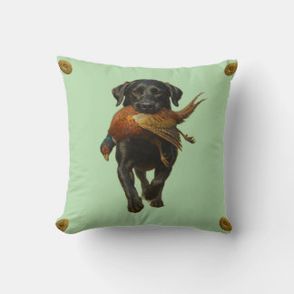 Black Labrador Retriever & Pheasant throw cushion Kussen
