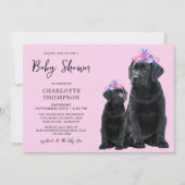 Black Labrador Retriever Pink Girl Puppy Dog Kaart (Voorkant)