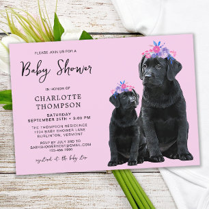 Black Labrador Retriever Pink Girl Puppy Dog Kaart