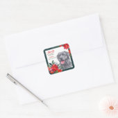 Black Labrador Retriever Poinsettia Bouquet Vierkante Sticker (Envelop)