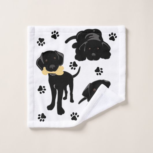 Black Labrador Retriever Puppies Bad Handdoek (Wasdoekje)