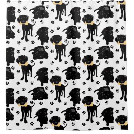 Black Labrador Retriever Puppies Douchegordijn (Voorkant)