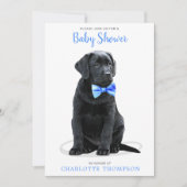 Black Labrador Retriever Puppy Blue Baby shower Kaart (Voorkant)