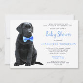 Black Labrador Retriever Puppy Blue Baby shower Kaart (Achterkant)