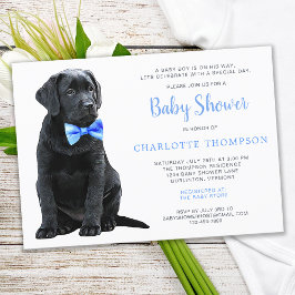 Black Labrador Retriever Puppy Blue Baby shower Kaart