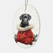 Black Labrador Retriever Puppy Christmas Gift Bag Keramisch Ornament (Links)