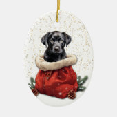 Black Labrador Retriever Puppy Christmas Gift Bag Keramisch Ornament (Voorkant)