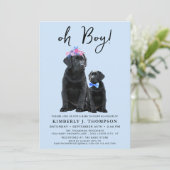 Black Labrador Retriever Puppy Dog Boy Blue Kaart (Staand voorkant)