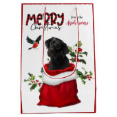 Black Labrador Retriever Puppy Dog Kerstmis Medium Cadeauzakje (Achterkant)