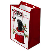 Black Labrador Retriever Puppy Dog Kerstmis Medium Cadeauzakje (Achterkant Gekanteld)