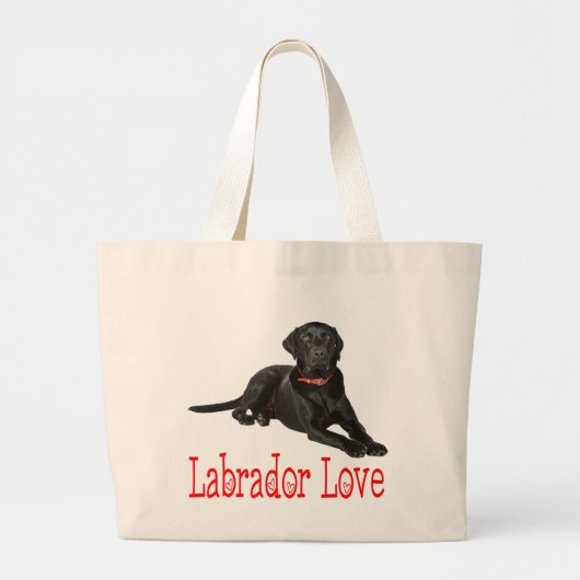 Black Labrador Retriever Puppy Dog Love Grote Tote Bag (Voorkant)