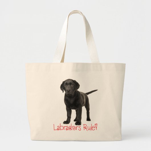 Black Labrador Retriever Puppy Dog Love Grote Tote Bag (Voorkant)