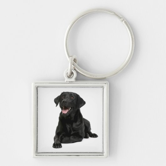 Black Labrador Retriever Puppy Dog Sleutelhanger (Voorkant)