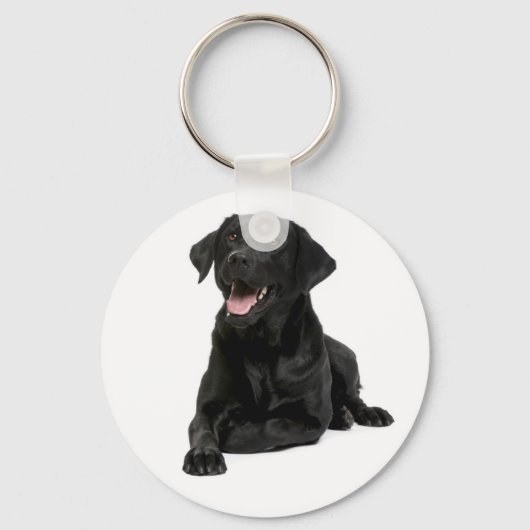 Black Labrador Retriever Puppy Dog Sleutelhanger (Voorkant)