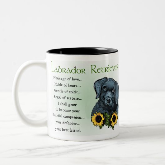Black Labrador Retriever Puppy Gifts Tweekleurige Koffiemok (Links)