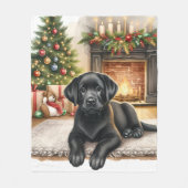 Black Labrador Retriever Puppy Hond Gezellige Kers Fleece Deken (Voorkant)