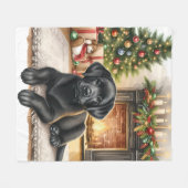 Black Labrador Retriever Puppy Hond Gezellige Kers Fleece Deken (Voorkant (Horizontaal))