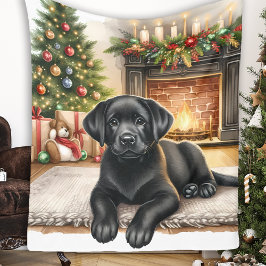 Black Labrador Retriever Puppy Hond Gezellige Kers Fleece Deken