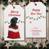 Black Labrador Retriever Puppy in Santa Bag Cadeaulabel