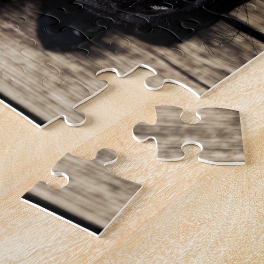 Black Labrador Retriever Puppy op hout Legpuzzel (Zijkant)