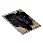 Black Labrador Retriever Puppy op hout Notitieboek (Rechterzijde)