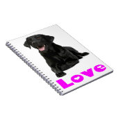 Black Labrador Retriever Puppy, Paarse Love Notitieboek (Rechterzijde)