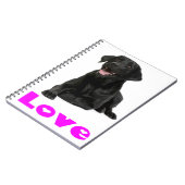 Black Labrador Retriever Puppy, Paarse Love Notitieboek (Linkerzijde)