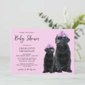 Black Labrador Retriever Puppy Pink Girl Invite (Staand voorkant)