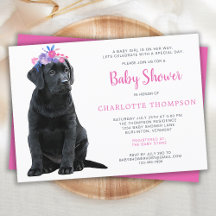 Black Labrador Retriever Puppy Roze Baby shower