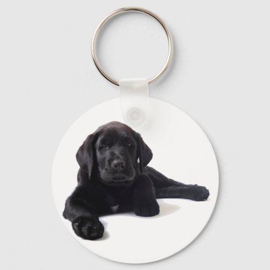 Black Labrador Retriever Puppy Sleutelhanger (Voorkant)