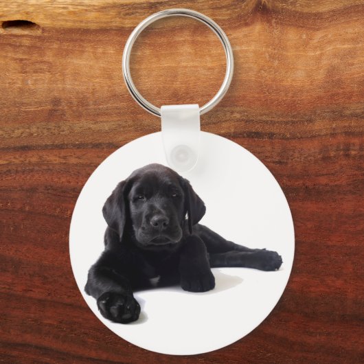 Black Labrador Retriever Puppy Sleutelhanger (Voorkant)