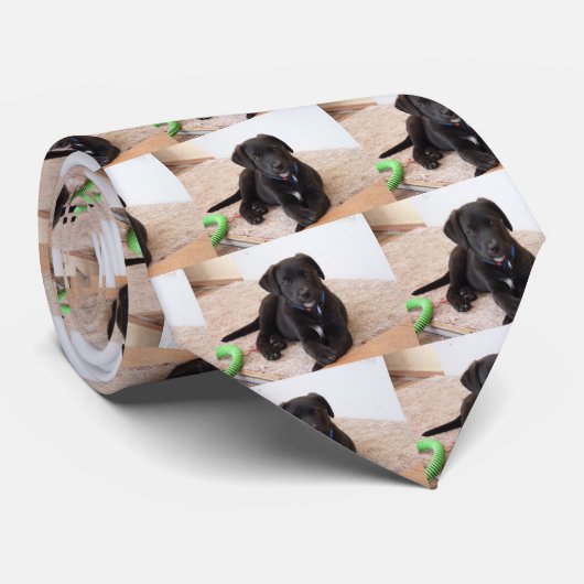 Black Labrador Retriever Puppy Stropdas (Opgerold)