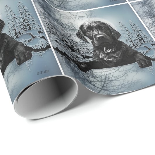 Black Labrador Retriever puppy T-Shirt Throw Pil Cadeaupapier (Rol Hoek)