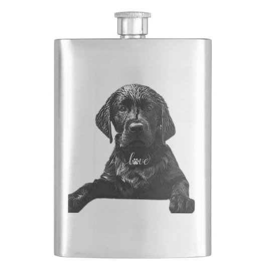 Black Labrador Retriever puppy T-Shirt Throw Pil Flacon (Voorkant)