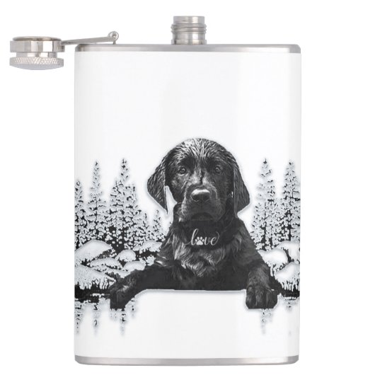 Black Labrador Retriever puppy T-Shirt Throw Pil Heupfles (Geopend)