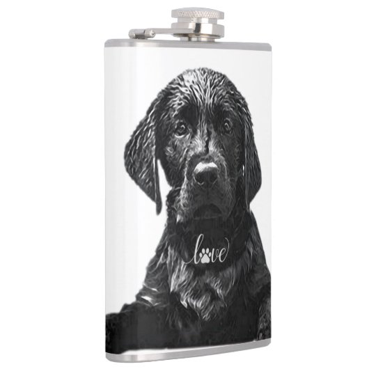 Black Labrador Retriever puppy T-Shirt Throw Pil Heupfles (Rechts)