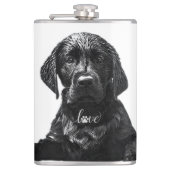 Black Labrador Retriever puppy T-Shirt Throw Pil Heupfles (Voorkant)