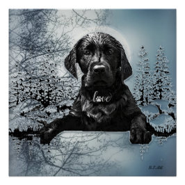 Black Labrador Retriever puppy T-Shirt Throw Pil Perfect Poster