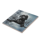 Black Labrador Retriever puppy T-Shirt Throw Pil Tegeltje (Zijkant)