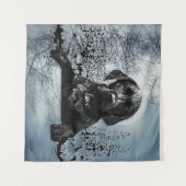 Black Labrador Retriever puppy T-Shirt Throw Pil Wandkleed (Voorkant (horizontaal))