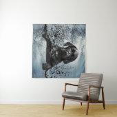 Black Labrador Retriever puppy T-Shirt Throw Pil Wandkleed (In Situ (horizontaal))