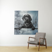 Black Labrador Retriever puppy T-Shirt Throw Pil Wandkleed (In situ)